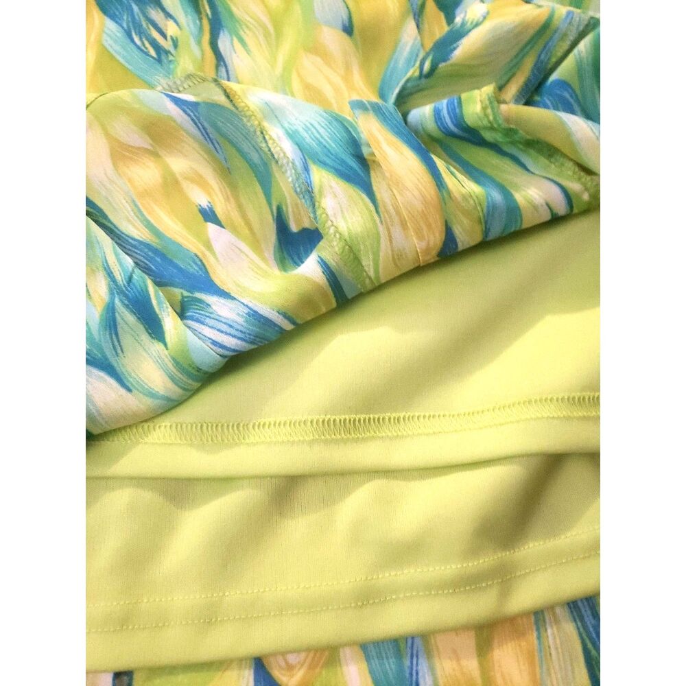 Hearts of Palm Green Blue Tropical Print Sheer Button Down Top Size 18 - Picture 6 of 6